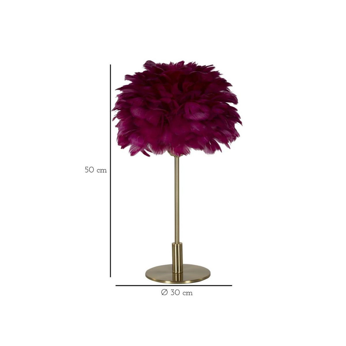 Paris Prix Lampe à Poser Imitation Plume  Ball  50cm Or & Bordeaux