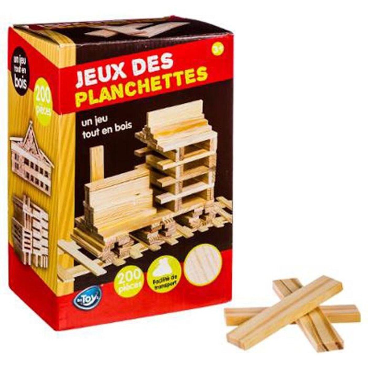 Be Toys Jeu de Création en Bois  200 Planchettes  Naturel