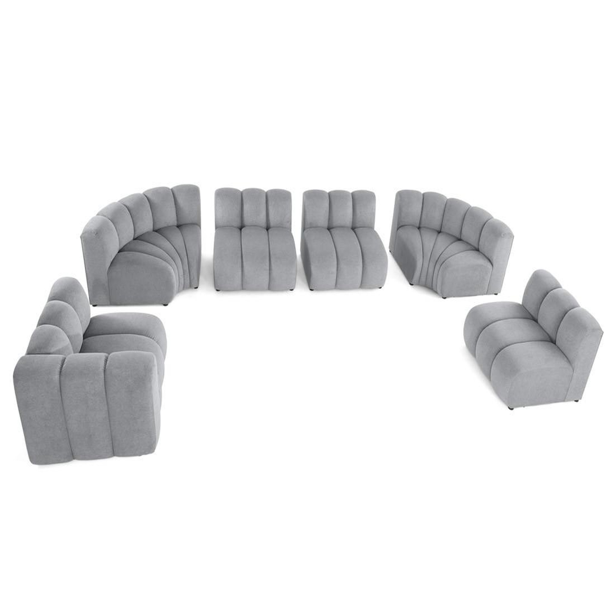 Voir la diapositive 2 : LISA DESIGN Debbie - canapé modulable panoramique d'angle droit 7 places en tissu texturé