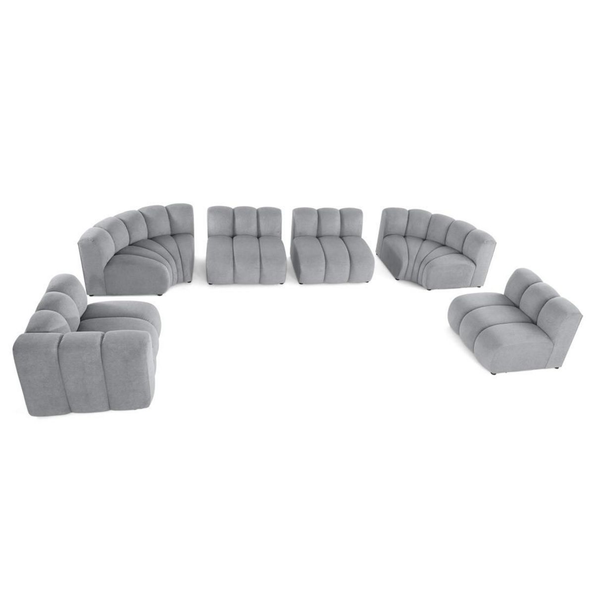 LISA DESIGN Debbie - canapé modulable panoramique d'angle droit 7 places en tissu texturé