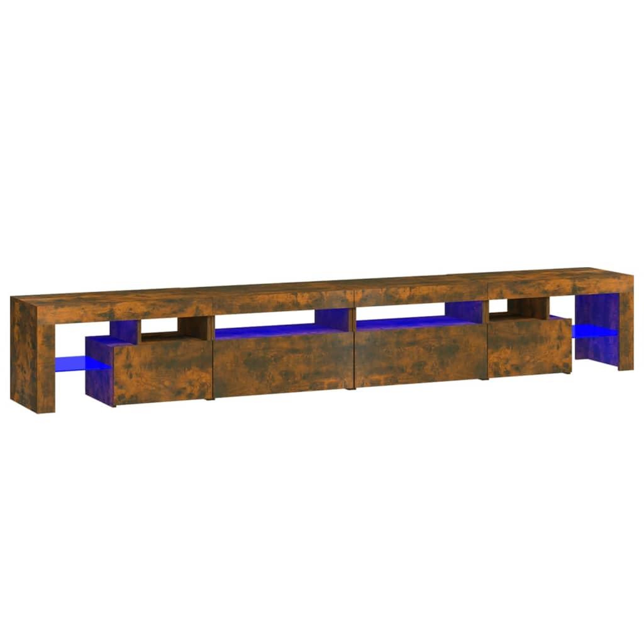 Voir la diapositive 2 : VIDAXL Meuble TV avec lumieres LED Chene fume 260x36,5x40 cm