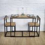 Voir la diapositive 2 : The Home Deco Factory Ensemble table et 2 chaises en MDF et Métal - Noir et Beige