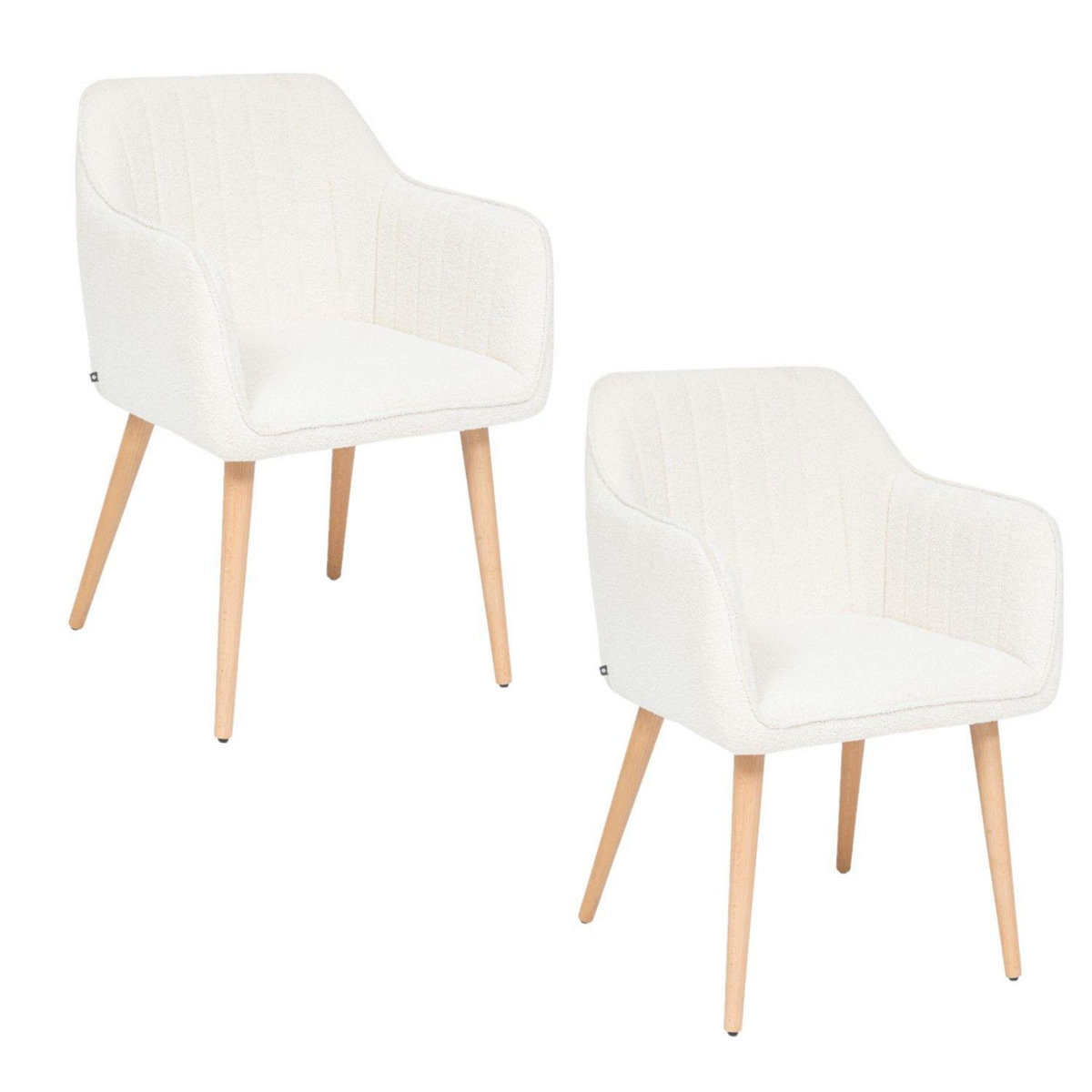 TOILINUX Lot de 2 fauteuils à dîner en bouclette VISOCA - Blanc