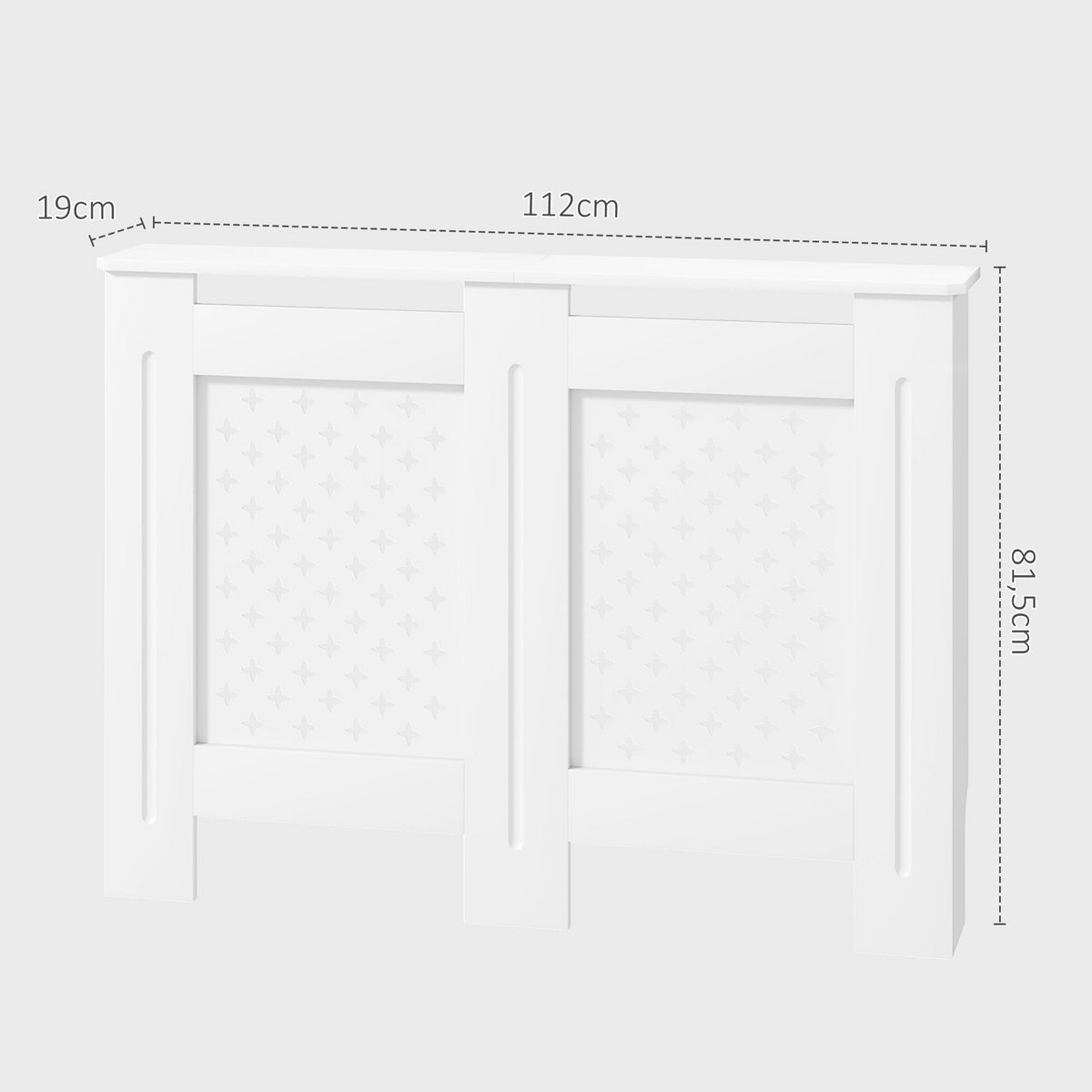 HOMCOM Cache-radiateur motif nid d'abeille - dim. 112L x 19l x 81H cm - MDF blanc