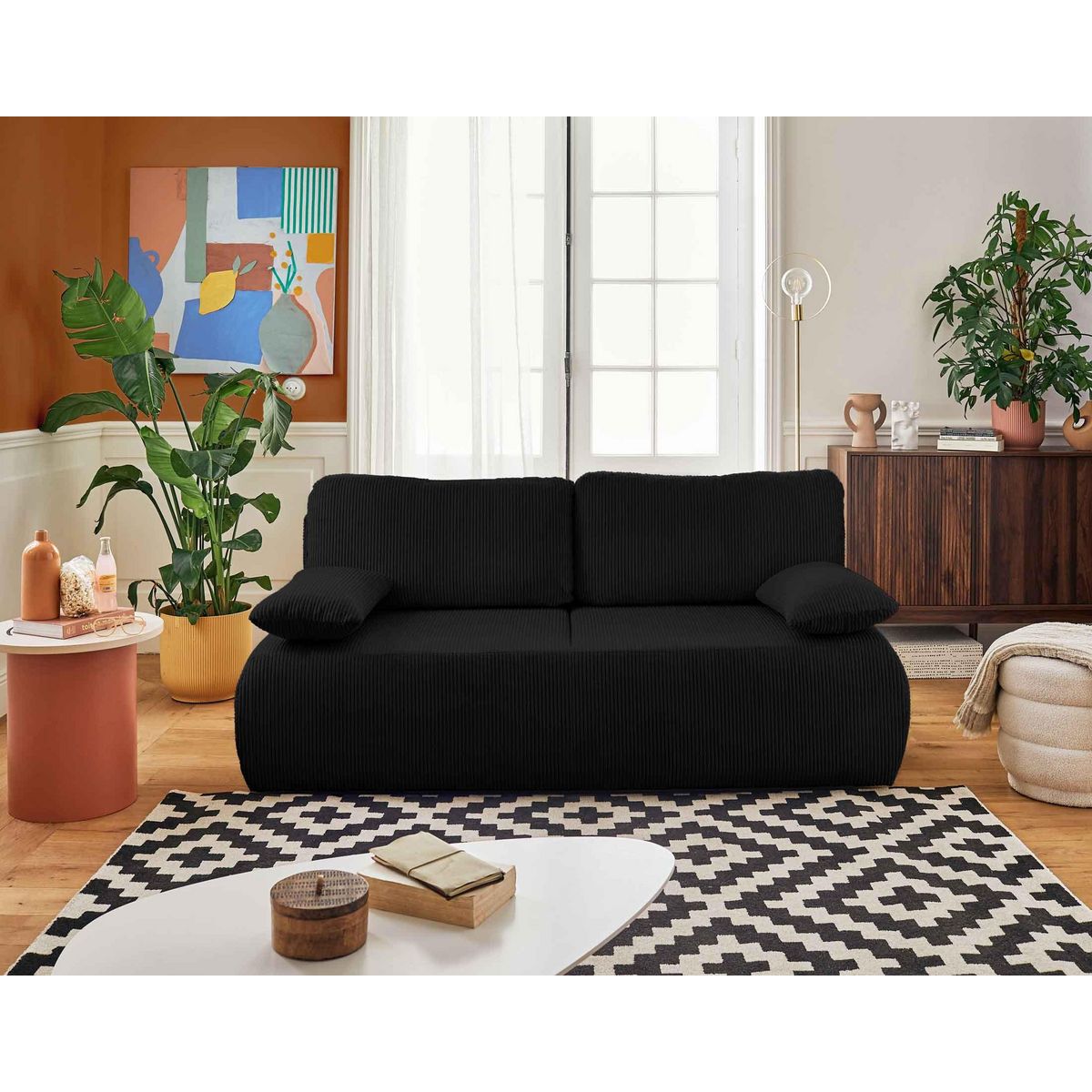 BEST MOBILIER Loutro - canapé 3 places - convertible avec coffre - en velours côtelé