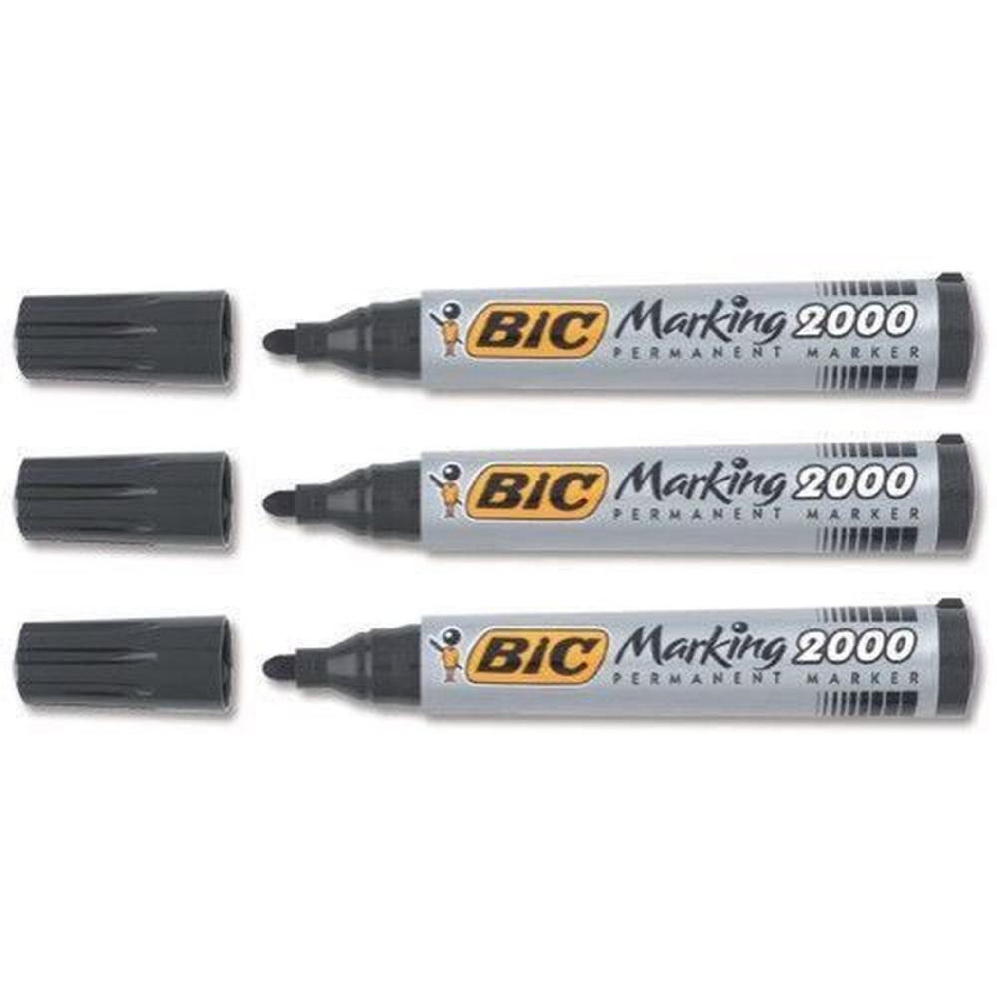 BIC Marqueur permanent pointe biseautée 4,9 mm noir encre alcool, set de 12