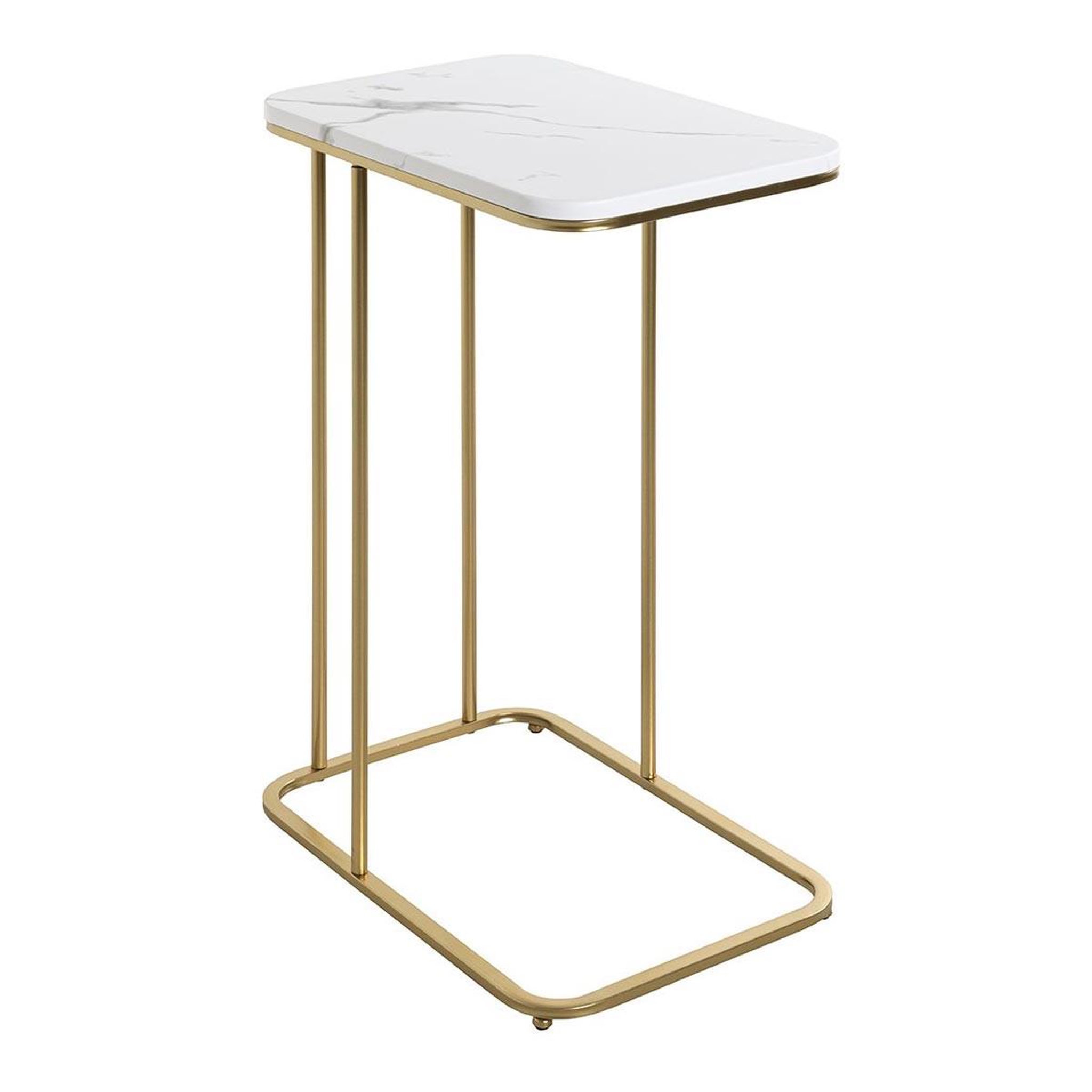 Paris Prix Table d'appoint effet marbre  alba  67cm blanc & or