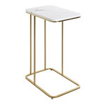 Paris Prix Table d'Appoint Effet Marbre  Alba  67cm Blanc & Or