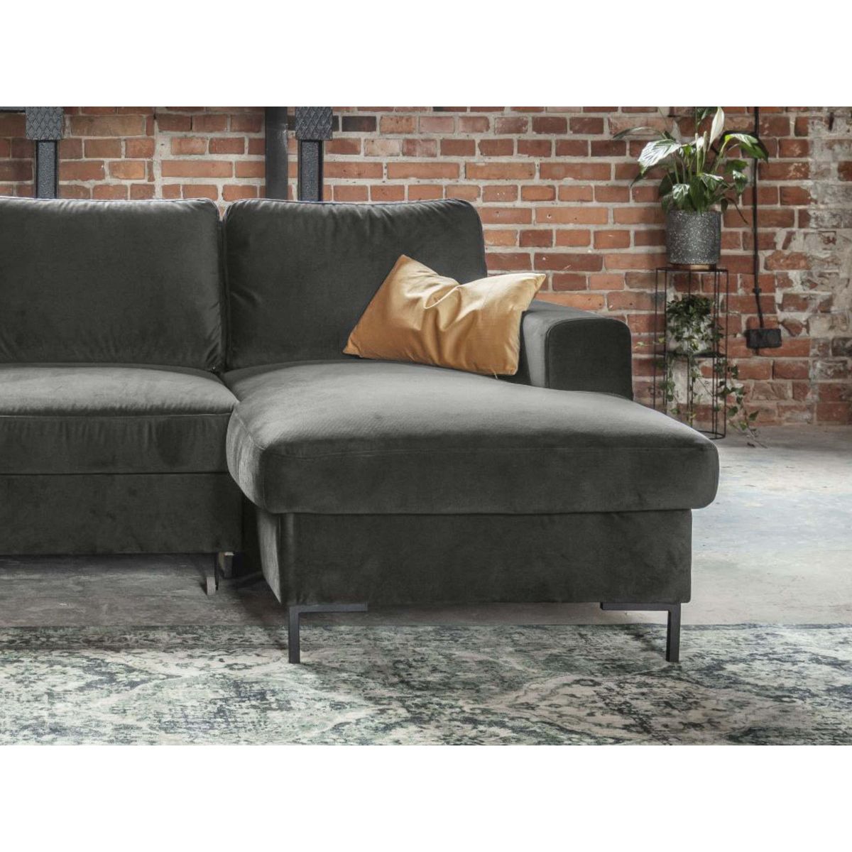 BEST MOBILIER Lilly - canapé d'angle droit - 4 places - convertible avec coffre - en velours