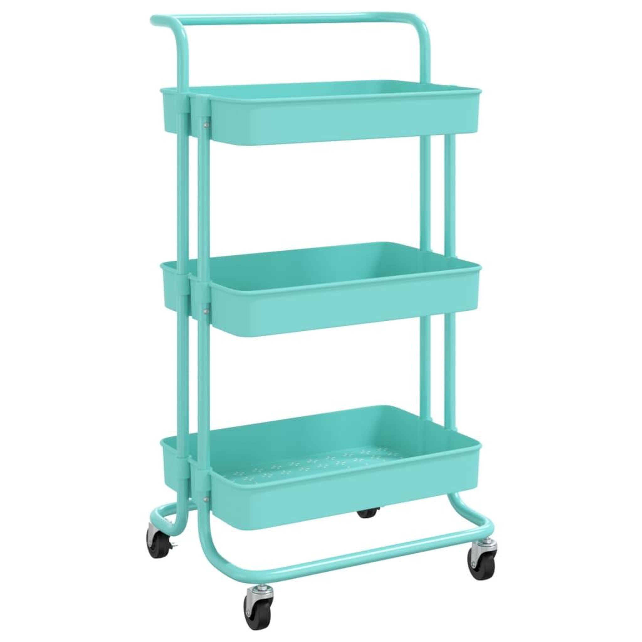 Voir la diapositive 2 : VIDAXL Chariot de cuisine 3 niveaux Turquoise 42x35x85 cm Fer et ABS