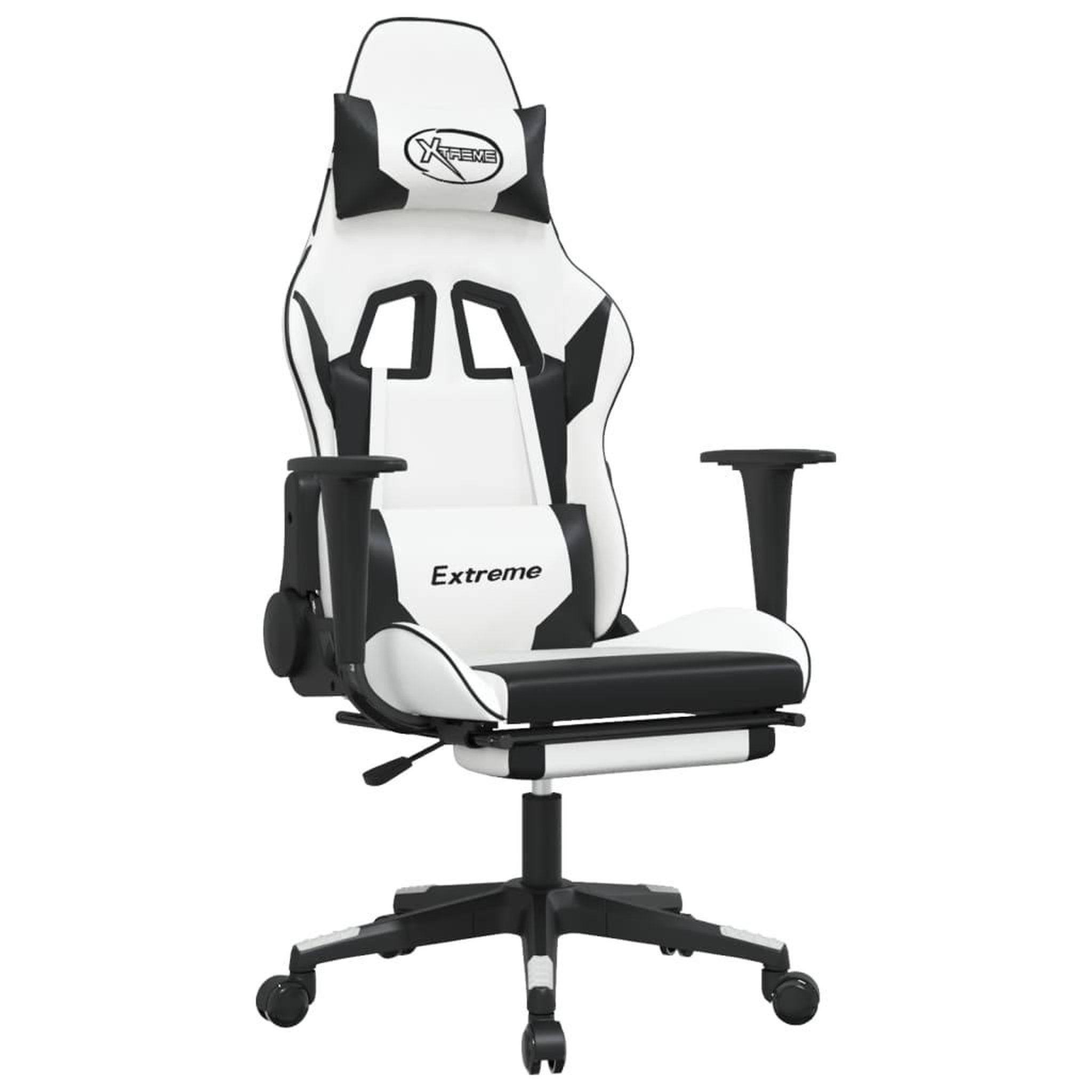 Voir la diapositive 2 : VIDAXL Chaise de jeu avec repose-pied Blanc et noir Similicuir