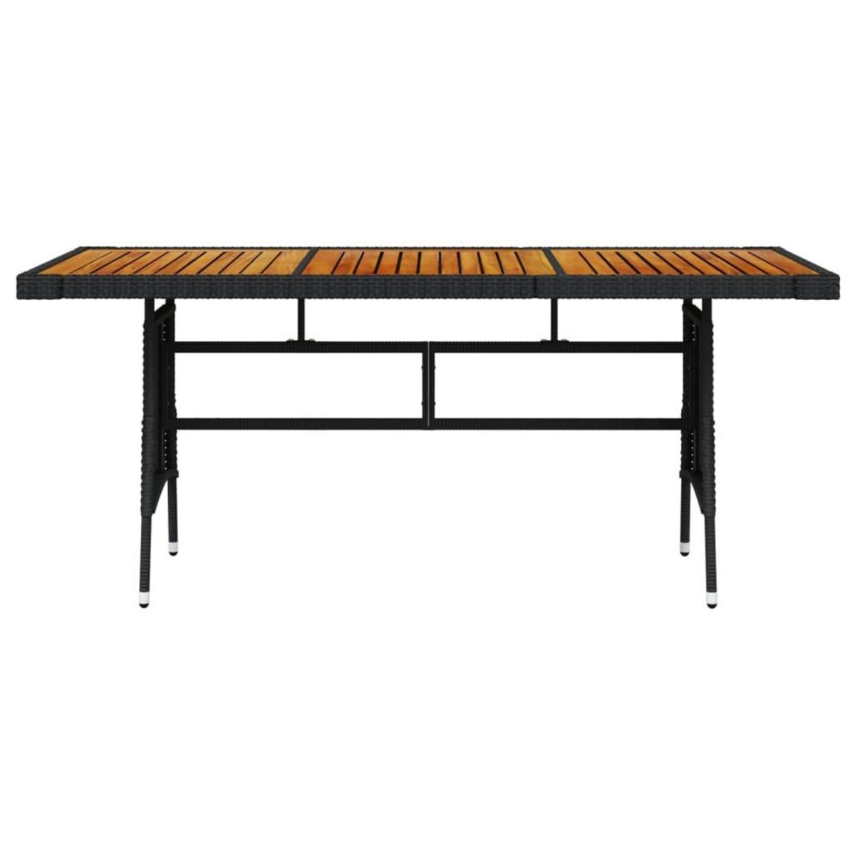 VIDAXL Table de jardin Noir 160x70x72 cm Resine tressee et acacia