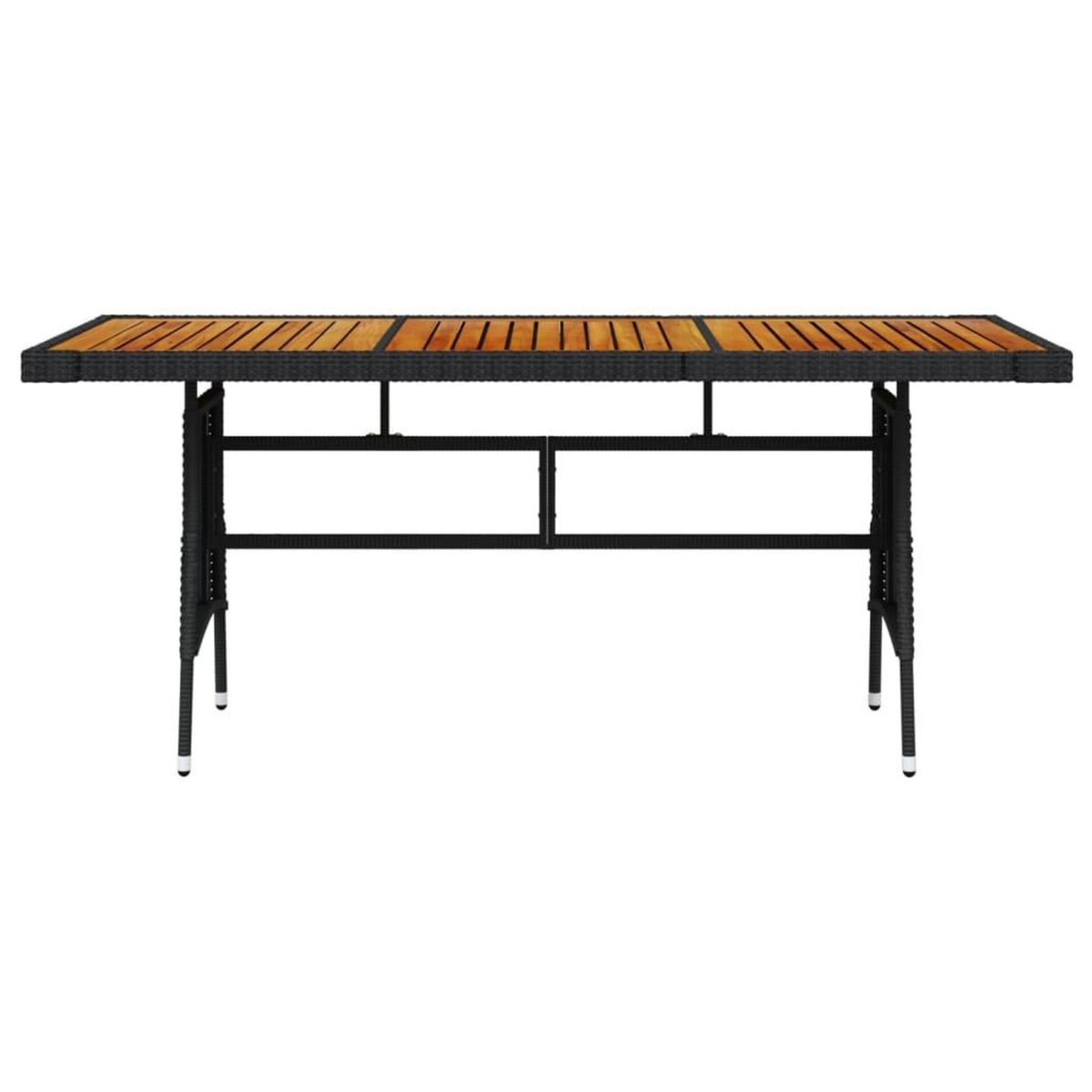 VIDAXL Table de jardin Noir 160x70x72 cm Resine tressee et acacia
