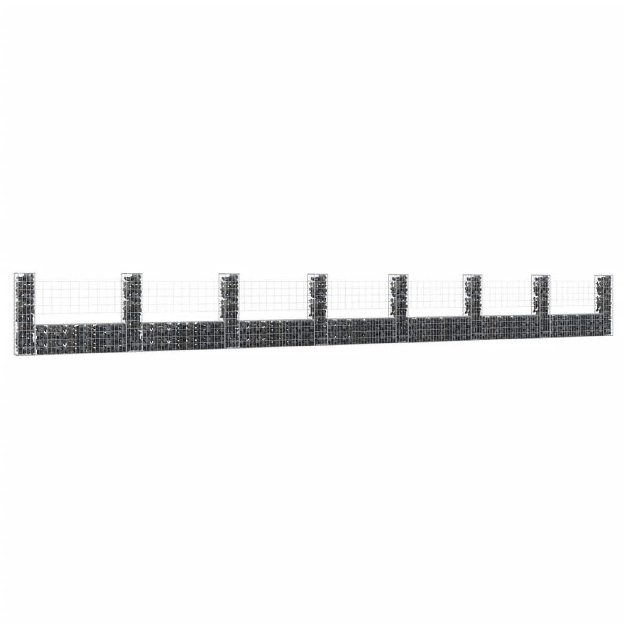 VIDAXL Panier de gabion en forme de U avec 8 poteaux Fer 860x20x100 cm