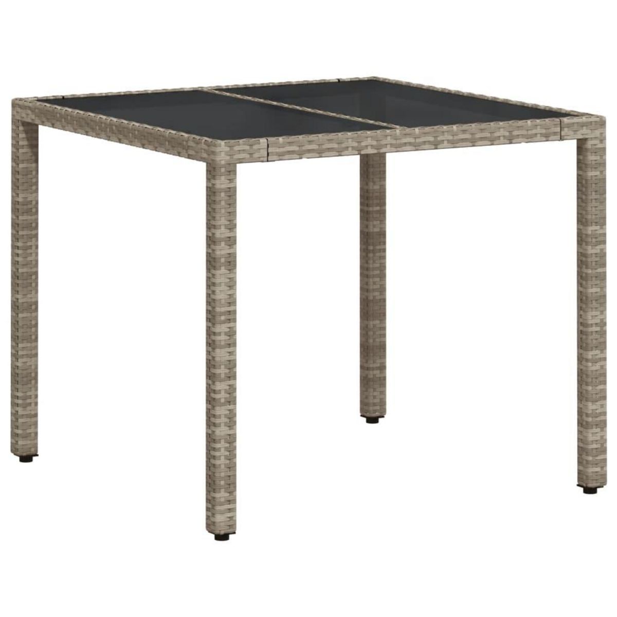VIDAXL Table de jardin avec dessus en verre gris clair resine tressee