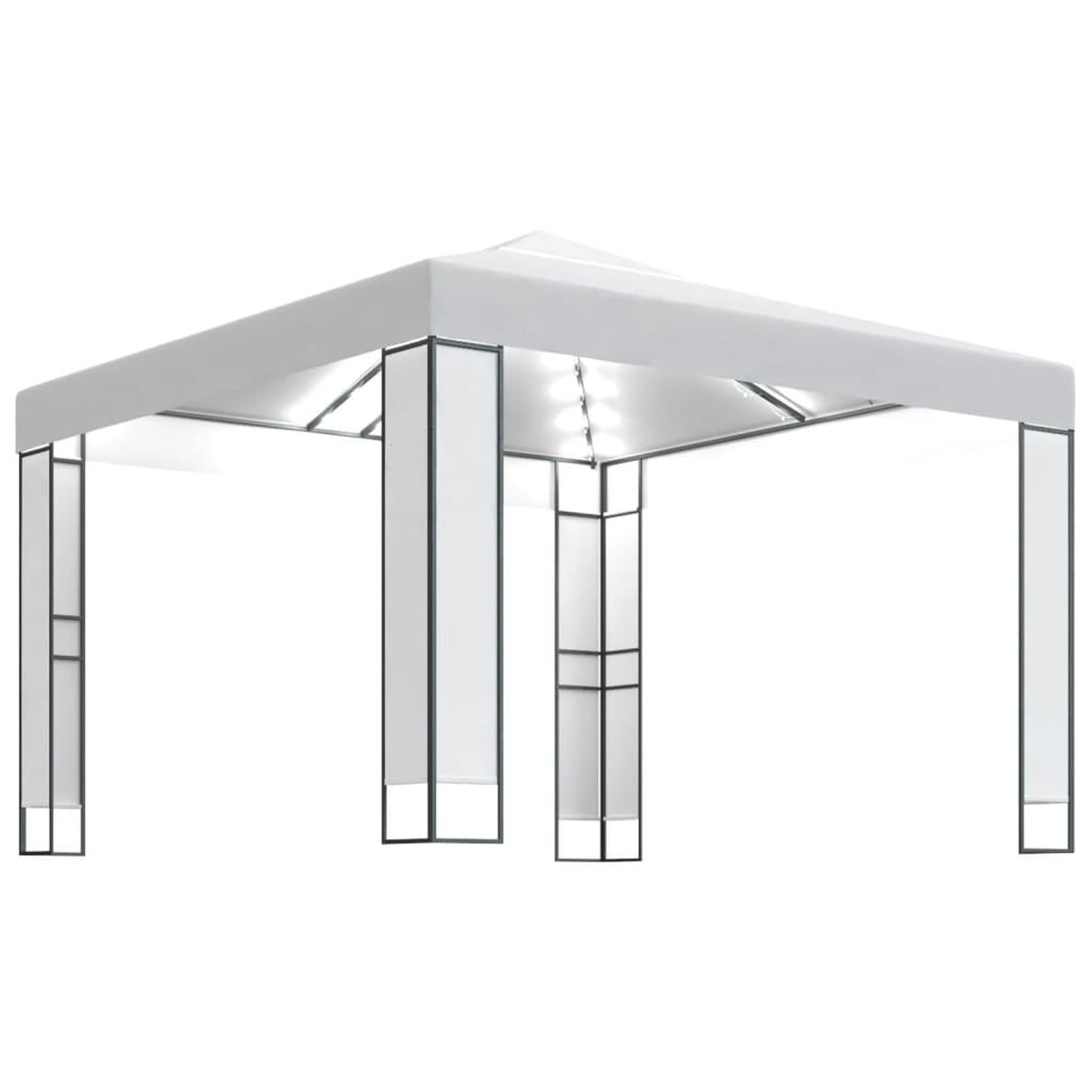 Voir la diapositive 2 : VIDAXL Tonnelle avec double toit et lumieres LED 3x3 m Blanc