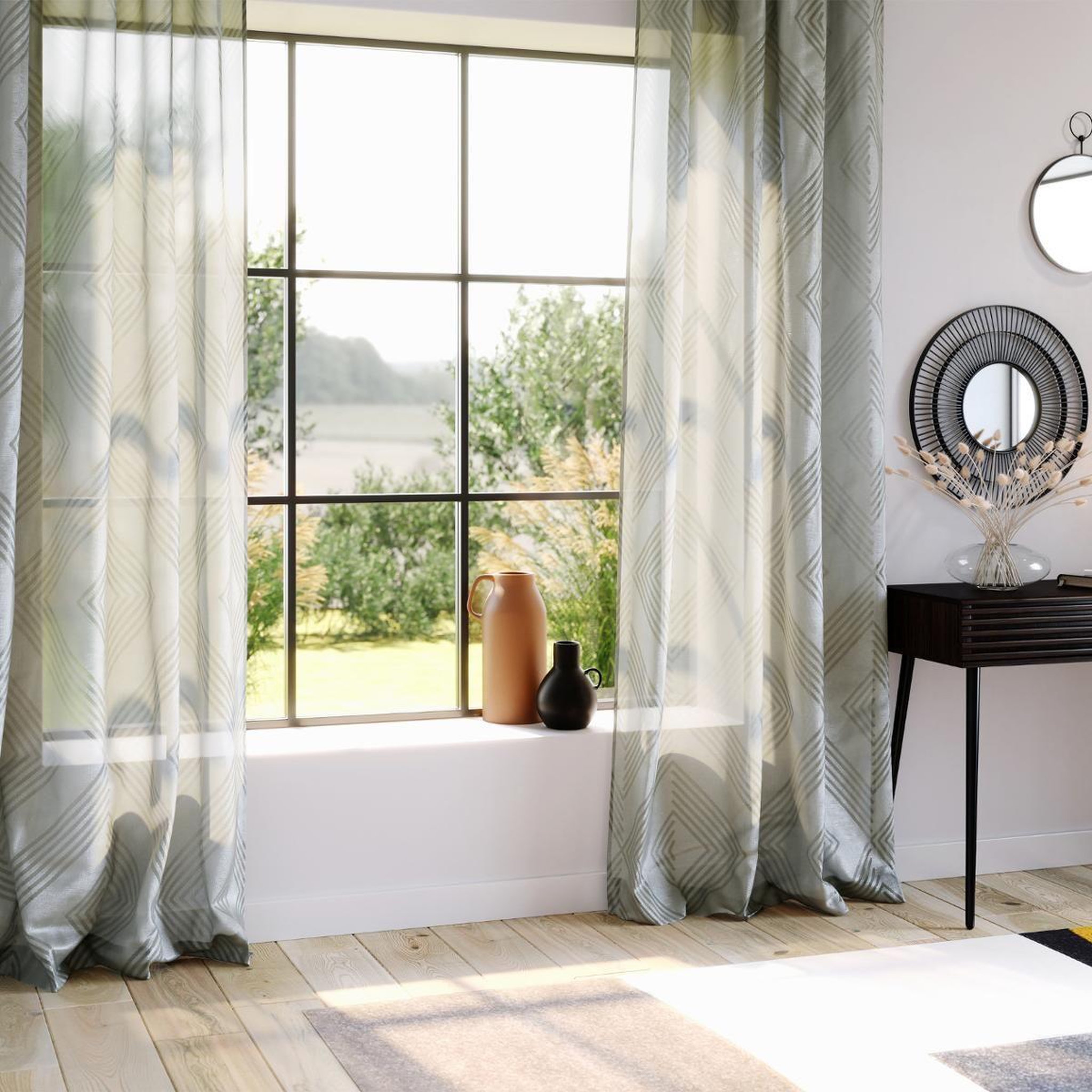 ATMOSPHERA Rideau voilage jacquard  enzo  140x260cm gris