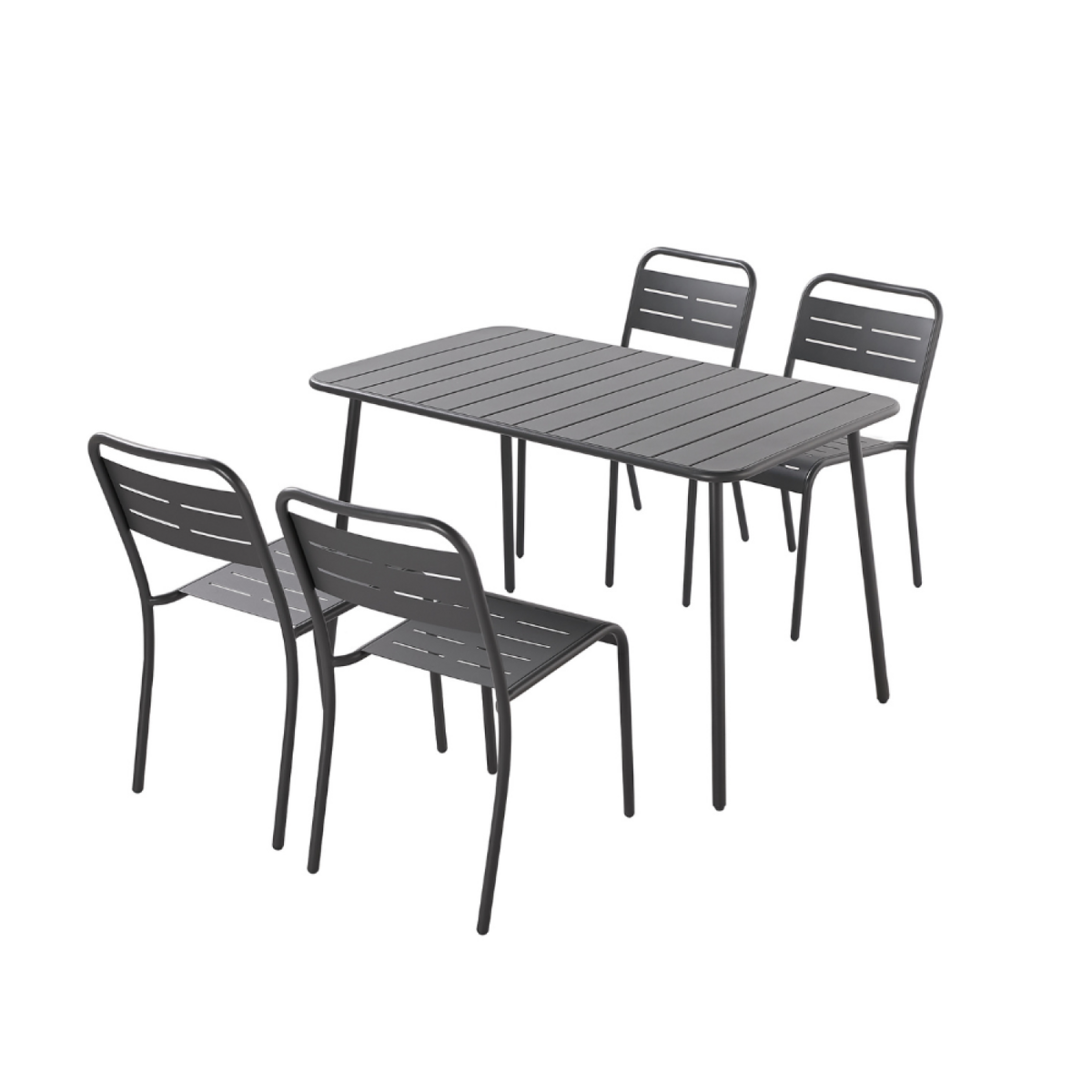 CONCEPT USINE Ensemble table et chaises gris foncé 4-6 places BERGAME