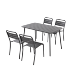 CONCEPT USINE Ensemble table et chaises gris foncé 4-6 places BERGAME