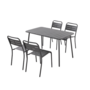Voir la diapositive 1 : CONCEPT USINE Ensemble table et chaises gris foncé 4-6 places BERGAME