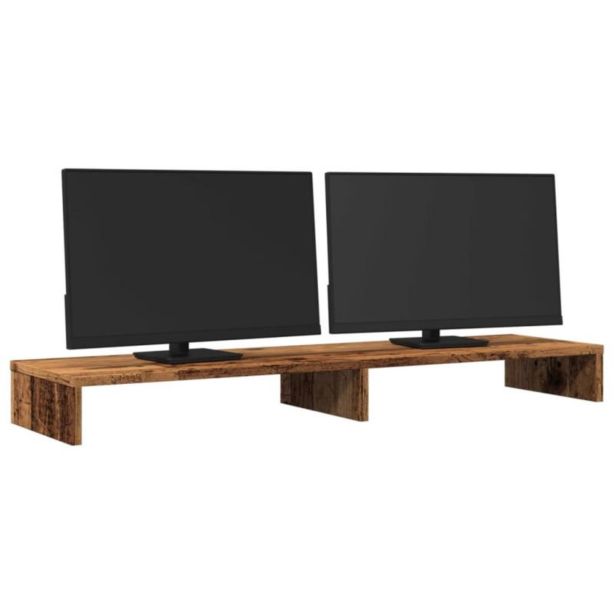 Voir la diapositive 3 : VIDAXL Support de moniteur vieux bois 100x27x10 cm bois d ingénierie