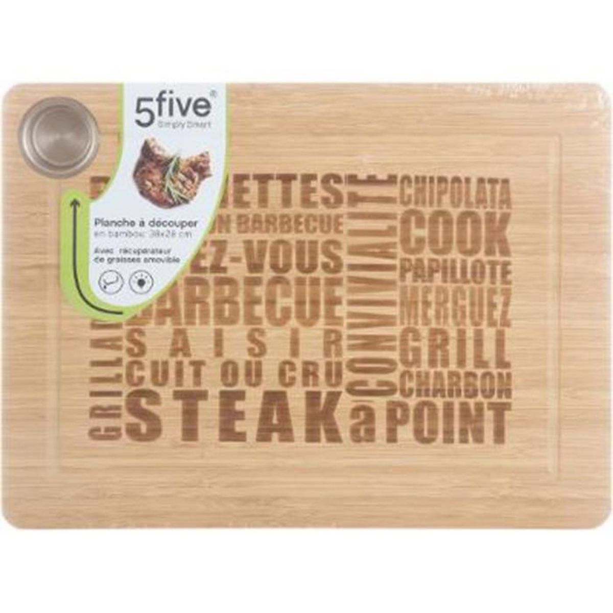 FIVE Planche à Découper  Words  28x38cm Naturel