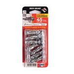 RED HEAD Lot de 10 chevilles Diam. 10 x L.35 mm et vis a expansion RED HEAD, Diam. 6 x L.340 mm