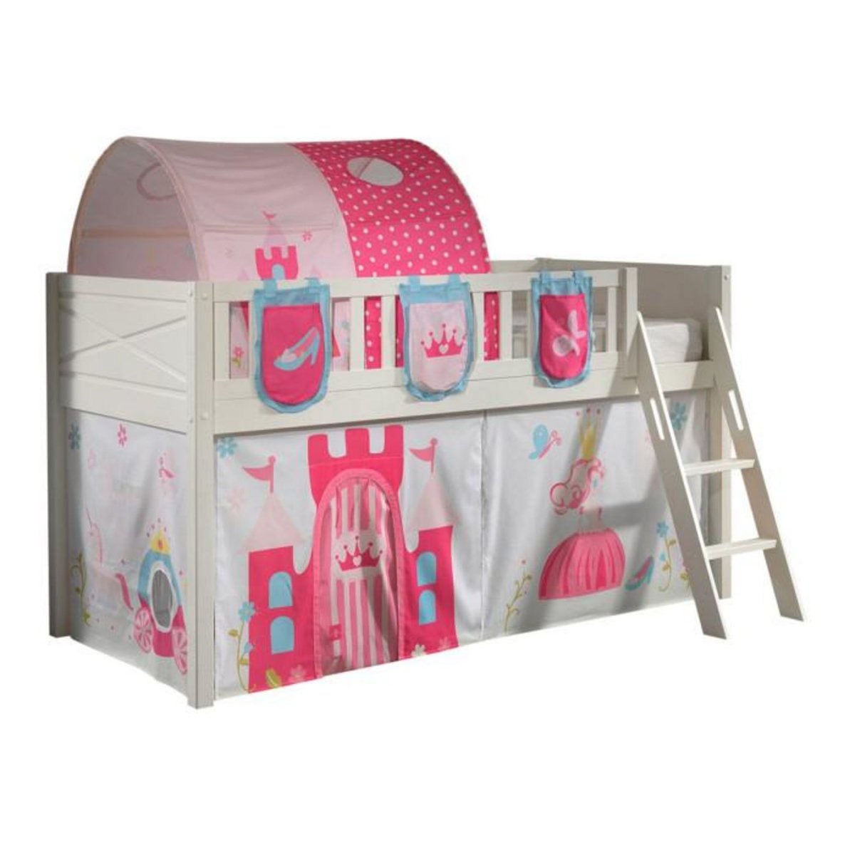 Paris Prix Lit Enfant Tente, Tunnel & 3 Pochettes  Scott Princesse  90x200cm Blanc