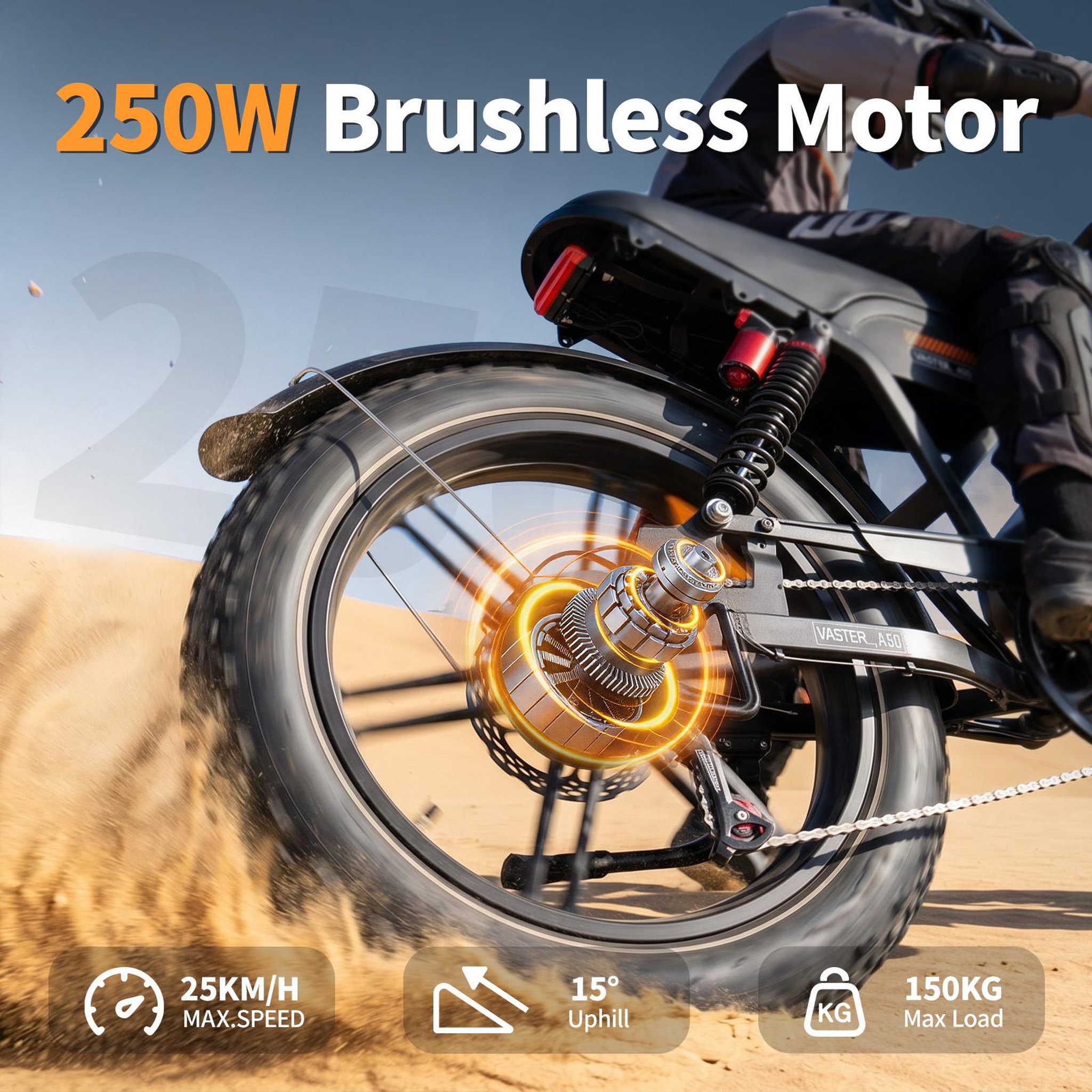 Voir la diapositive 3 : AVDL Vélo électrique à gros pneus avdl a50, batterie 48 v 18 ah, pneus 20 pouces, 7 vitesses, noir
