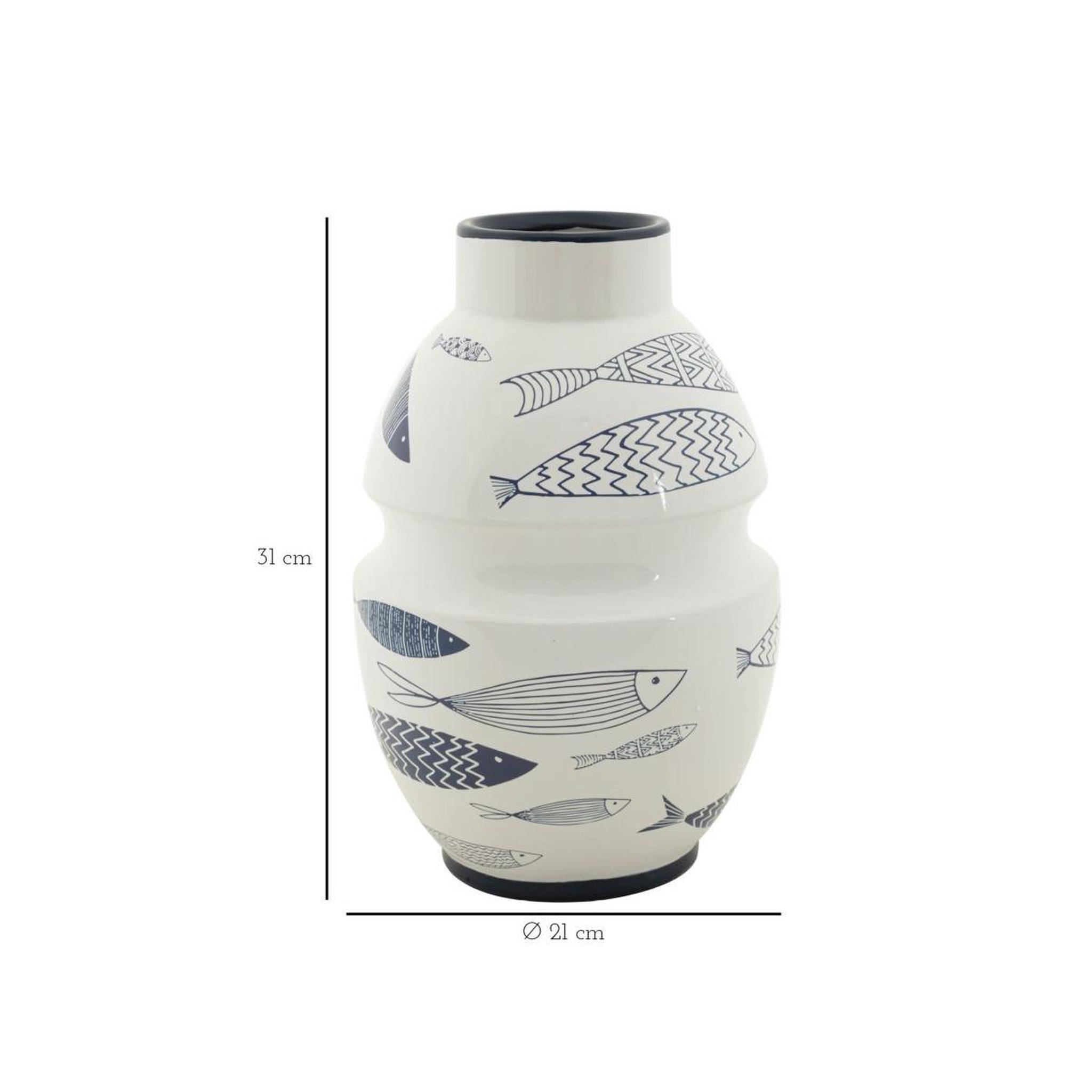 Voir la diapositive 6 : Paris Prix Vase déco en céramique  poissons  31cm multicolore