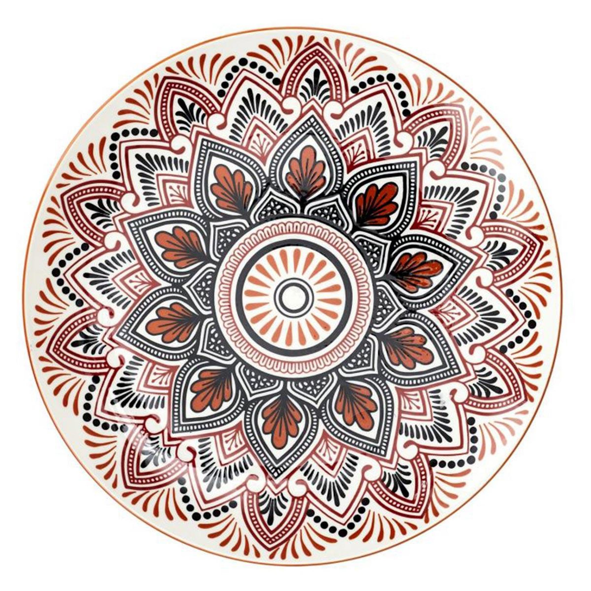 The Home Deco Factory Lot de 6 assiettes plates  mandala  26cm orange