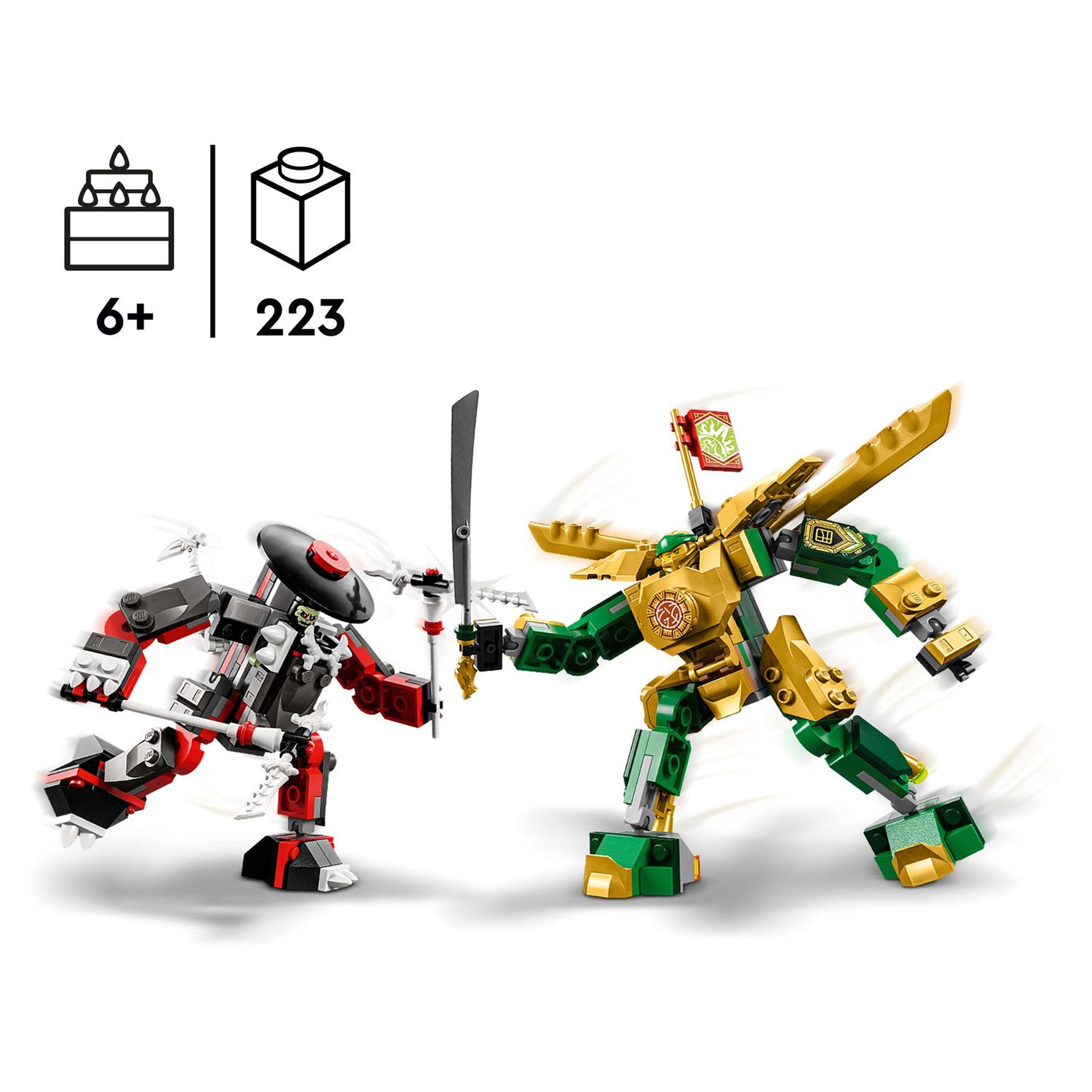Voir la diapositive 4 : LEGO Ninjago 71781 Le combat des robots de Lloyd Évolution, Jouet pour Enfants de 6 Ans, avec Minifigurines Évolutives Guerrier Squelette et Lloyd Doré
