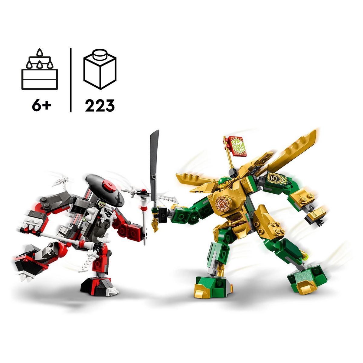 LEGO Ninjago 71781 Le combat des robots de Lloyd Évolution, Jouet pour Enfants de 6 Ans, avec Minifigurines Évolutives Guerrier Squelette et Lloyd Doré