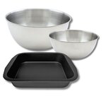 ZENKER Set à pâtisserie avec 1 Moule à brownie, 1 spatule Zenker et 2 bols à mixer en inox Fackelmann