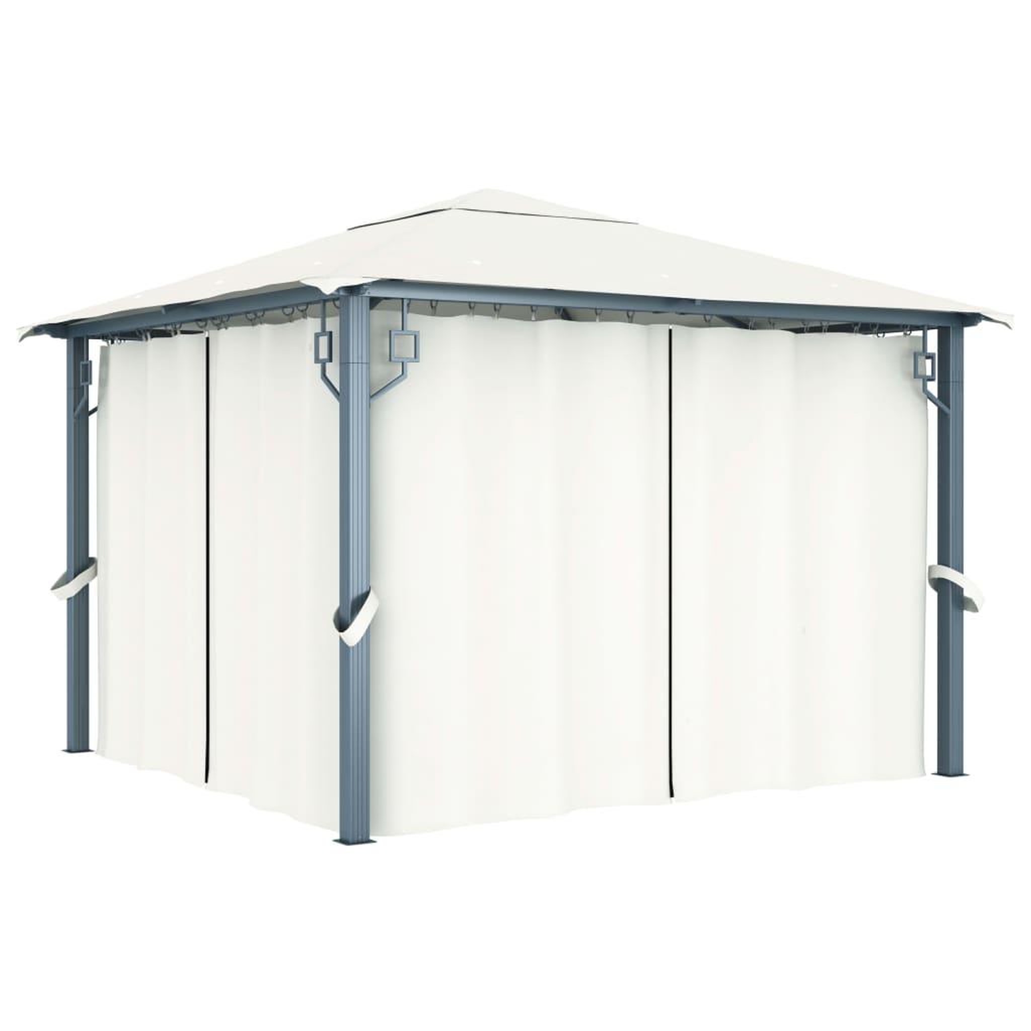 Voir la diapositive 3 : VIDAXL Tonnelle avec rideau et lumieres led 3x3 m creme aluminium
