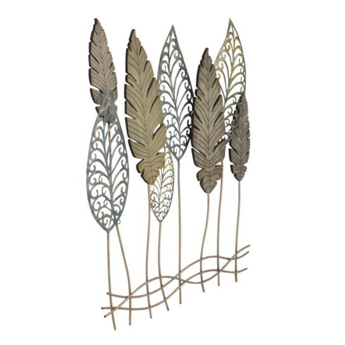 Paris Prix Déco Murale en Métal  Foglie  87cm Argent & Or