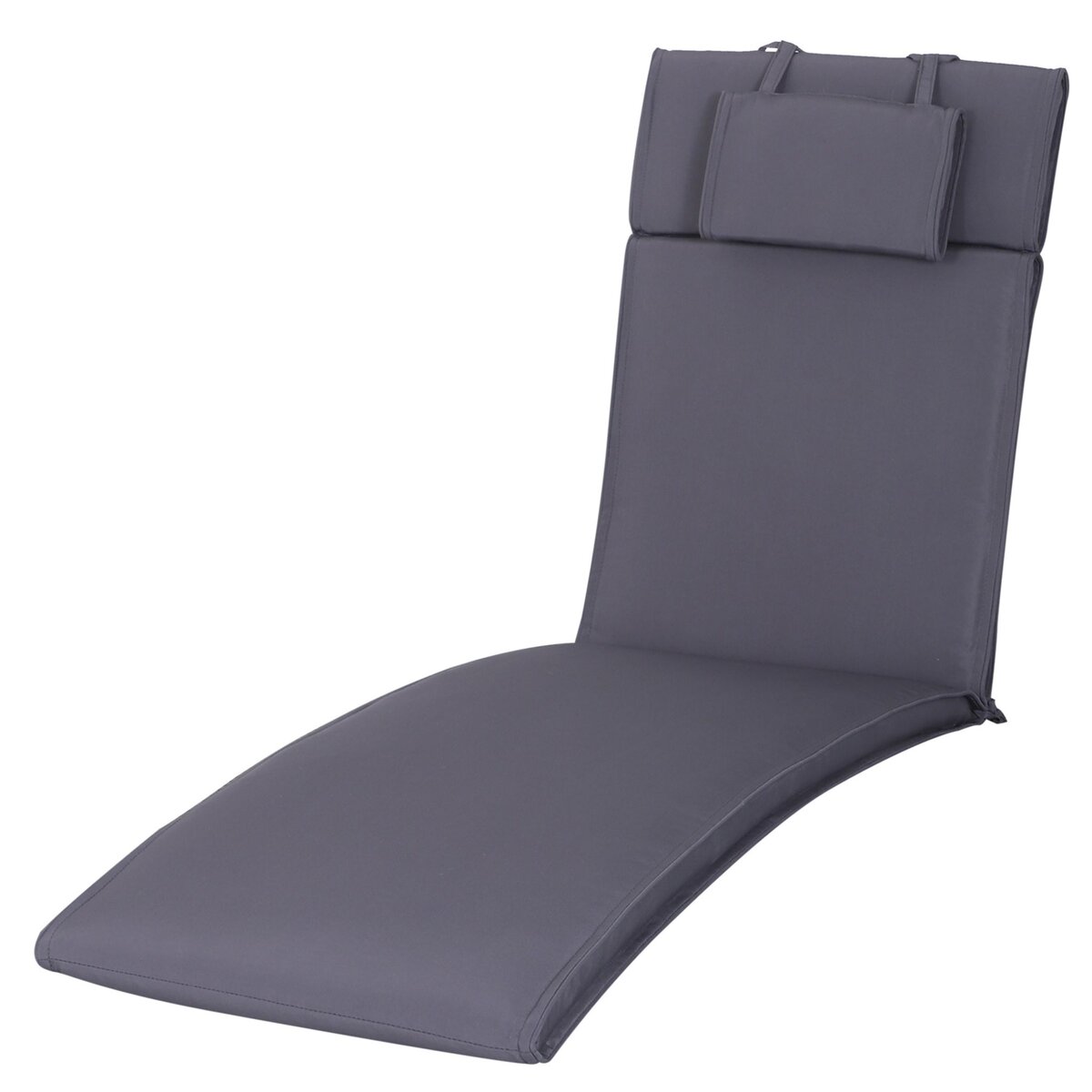 OUTSUNNY Outsunny Matelas bain de soleil - coussin de transat - matelas de chaise longue - dim. 198L x 53l x 5H cm - coussin zippé déhoussable - tétière, cordons d'attache - polyester gris