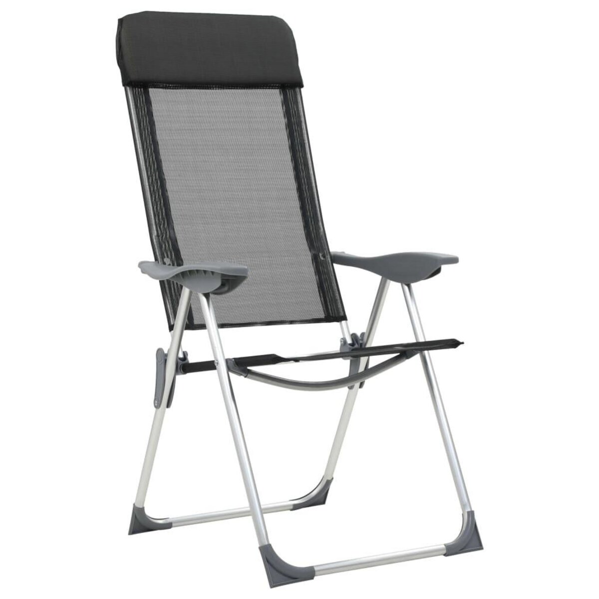VIDAXL Chaise pliante de camping lot de 2 Noir Aluminium