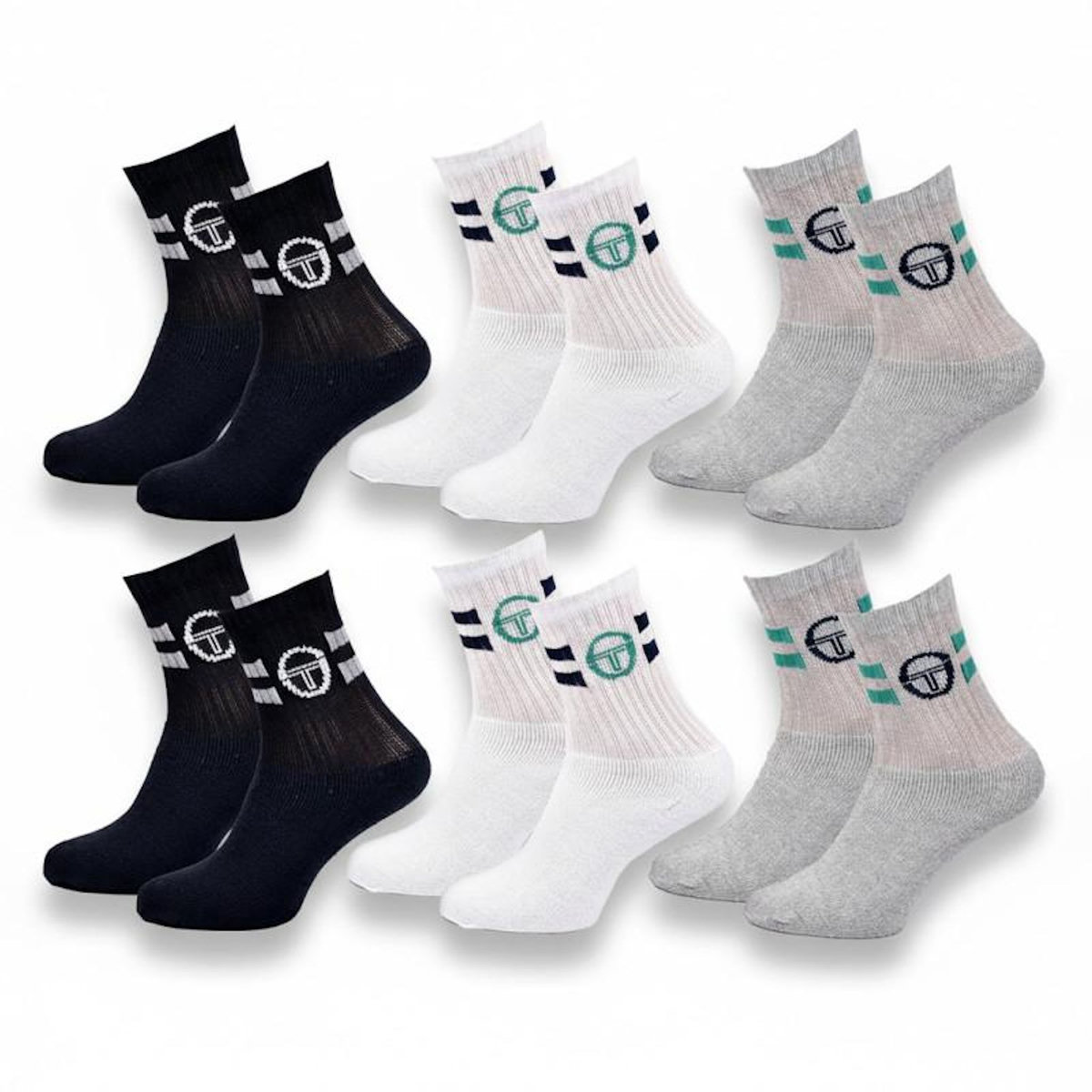 SERGIO TACCHINI Sergio Tacchini Pack de Chaussettes enfant Tennis Crew Lot de 6 Paires