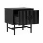 Voir la diapositive 5 : SWEEEK Table de chevet noire décor bois rainuré. un tiroir. L 48 x l 39 x H 50cm