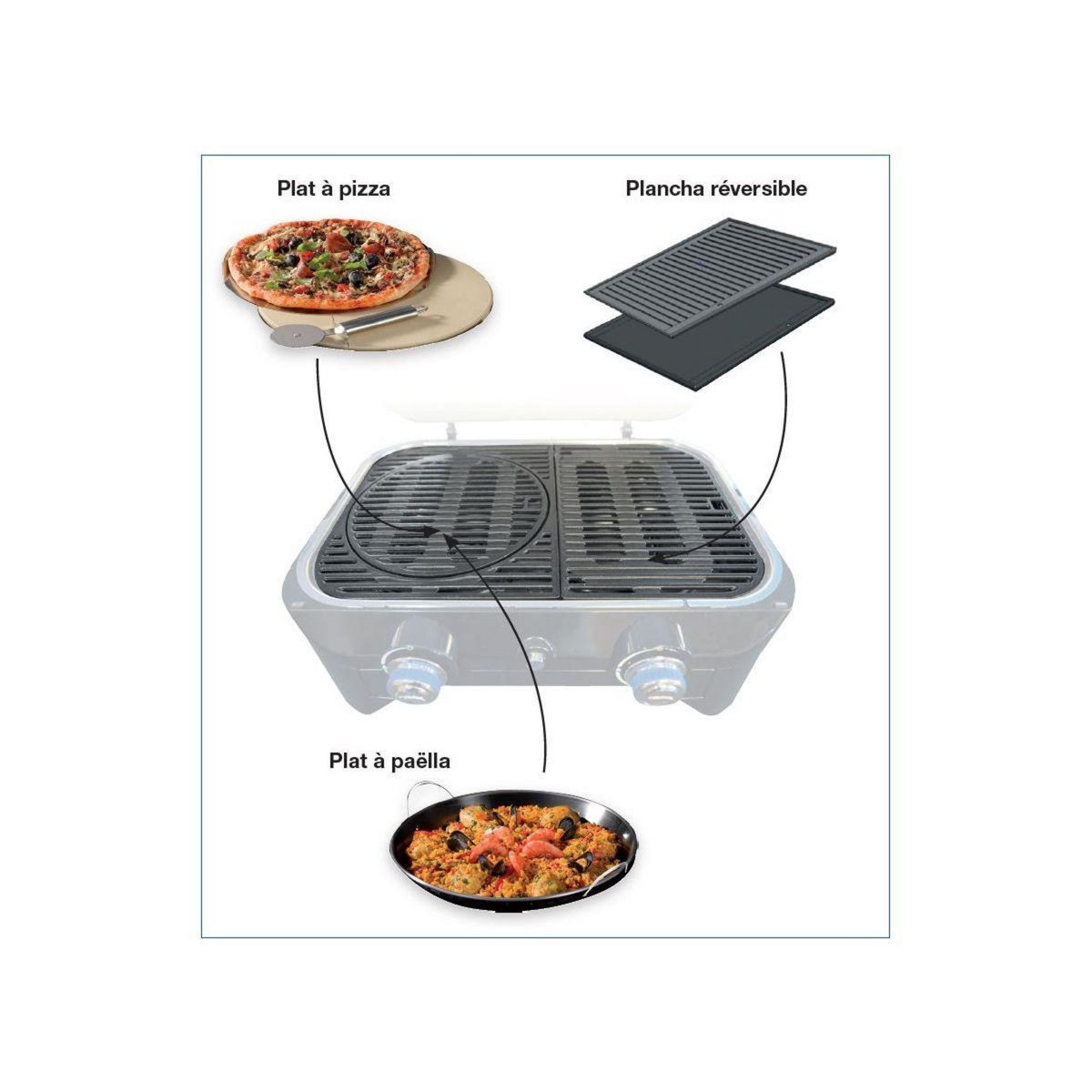 CAMPINGAZ Barbecue gaz Attitude LX noir 2 brûleurs à poser, 58x36 cm