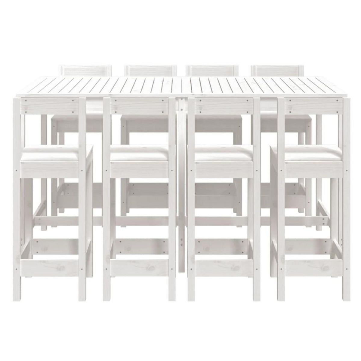 VIDAXL Ensemble de bar de jardin 9 pcs blanc bois de pin massif