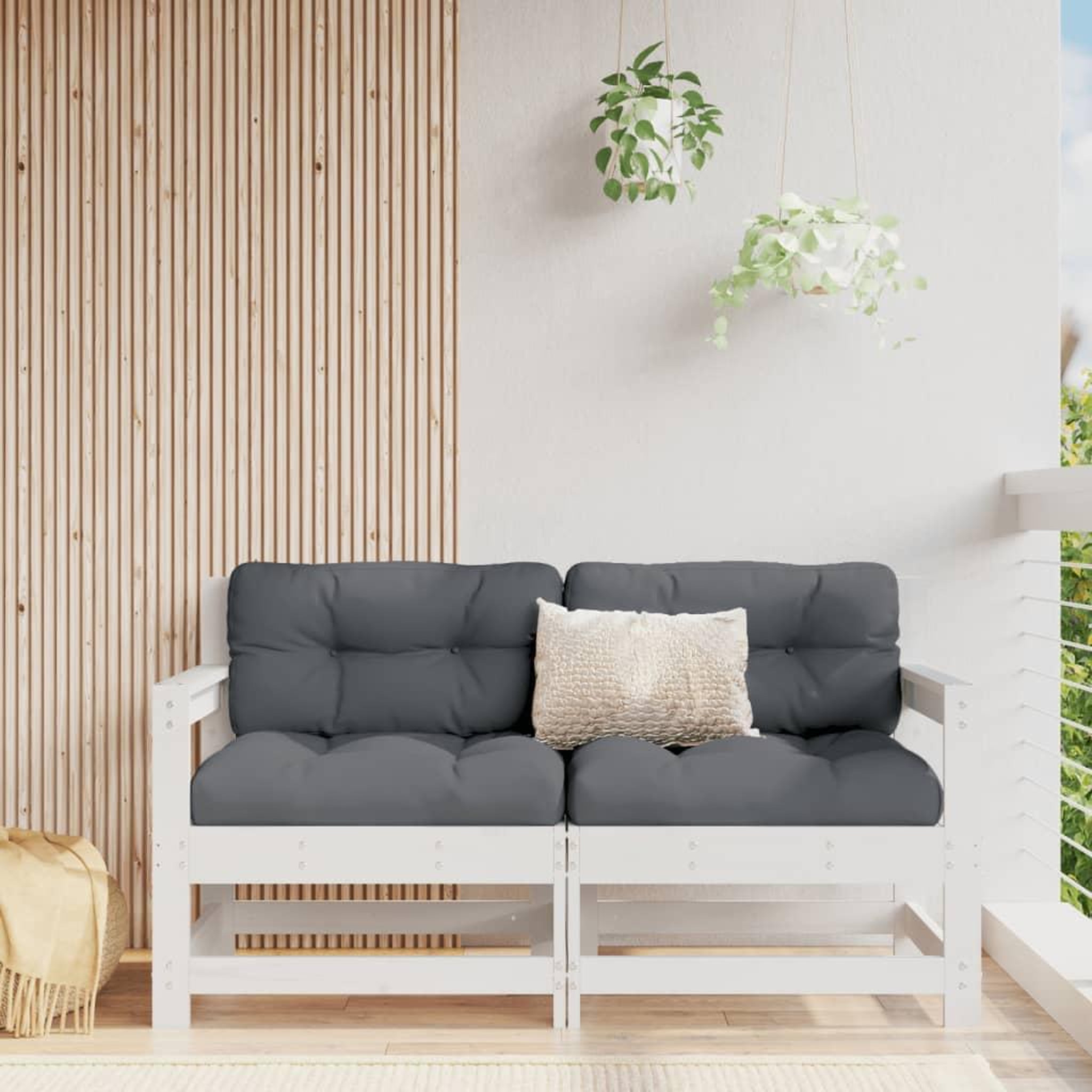 VIDAXL Chaises de jardin et coussins lot de 2 blanc bois de pin massif