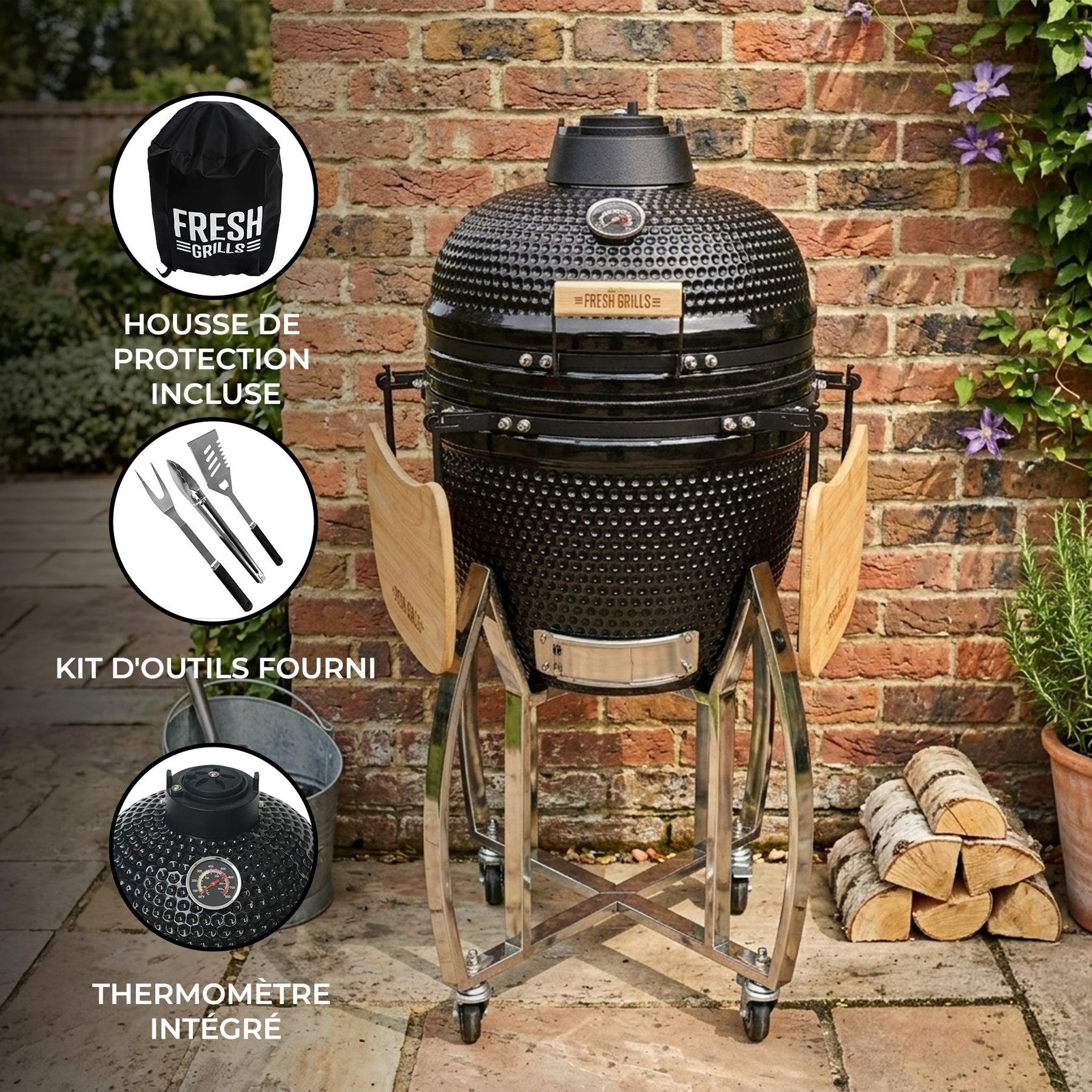 Voir la diapositive 2 : MONSTERSHOP Barbecue Japonais Kamado - 13", 16", 18"