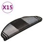 Voir la diapositive 2 : VIDAXL Tapis d'escalier autocollants 15 pcs Noir et gris 65x21x4 cm