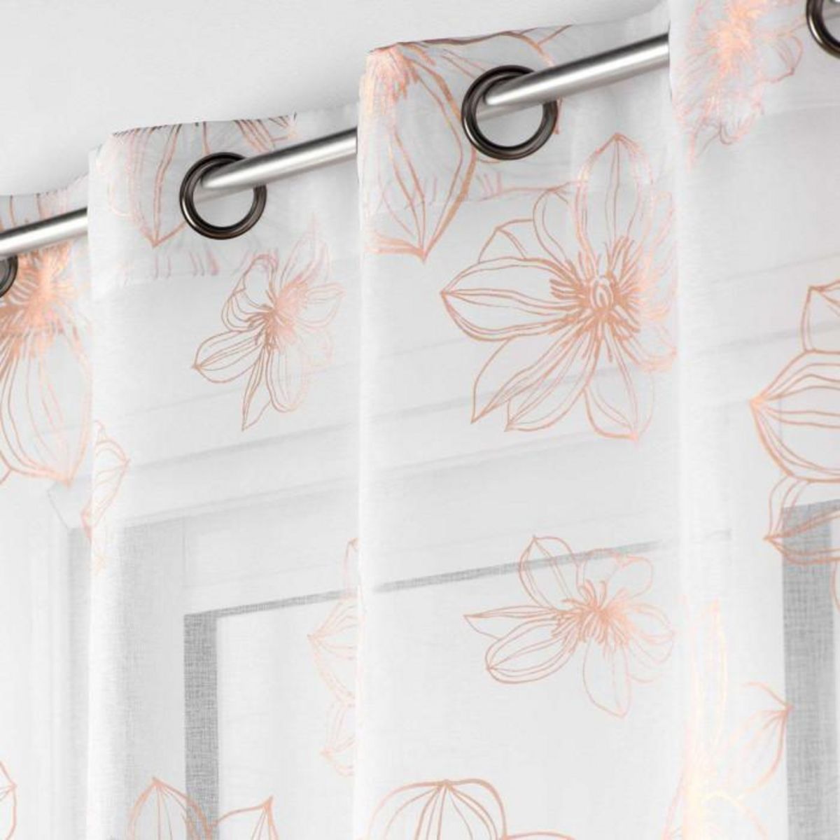 Paris Prix Rideau Voilage à Œillets  Joyce  140x280cm Or Rose