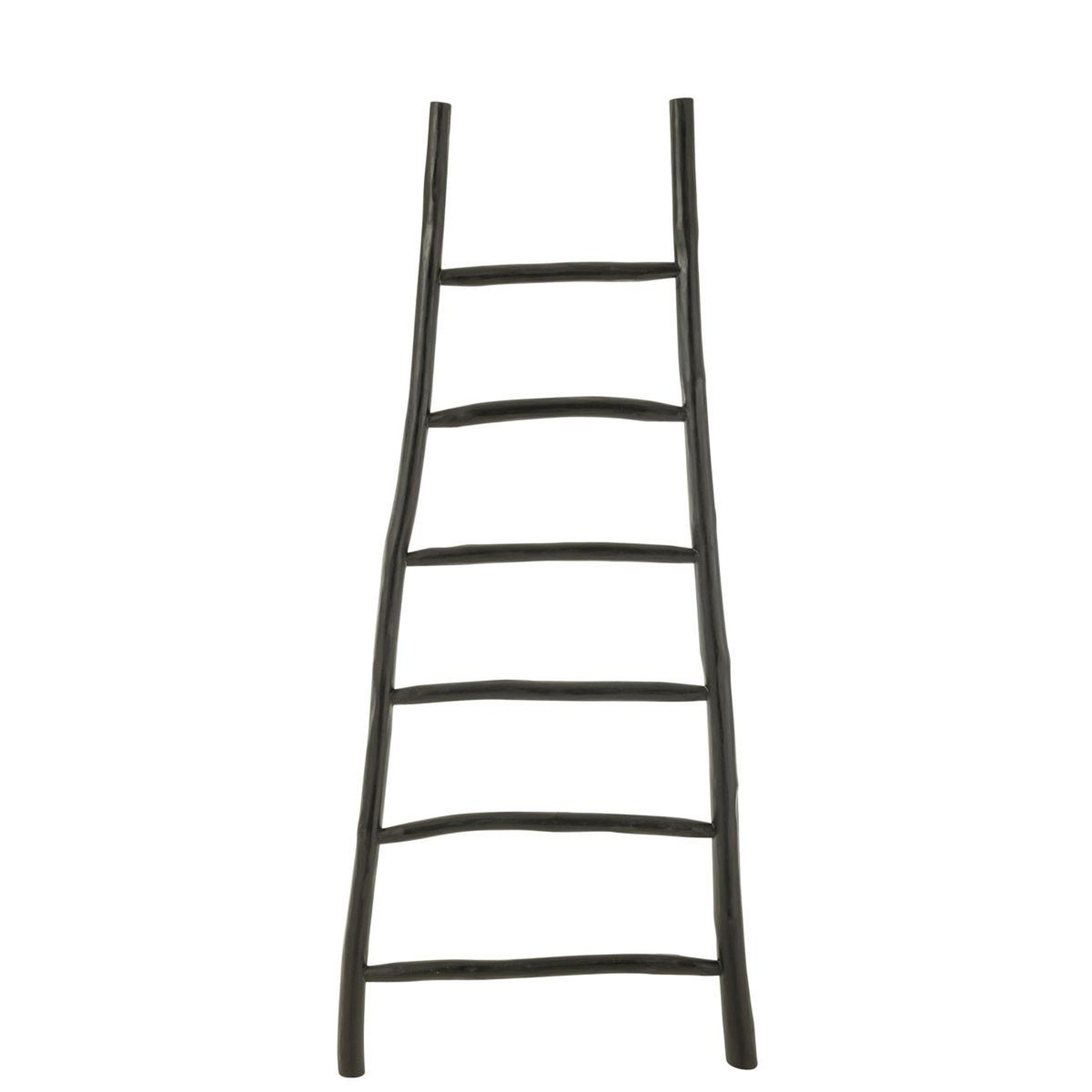 Voir la diapositive 2 : J-LINE Échelle en teck  6 echelons  185cm noir