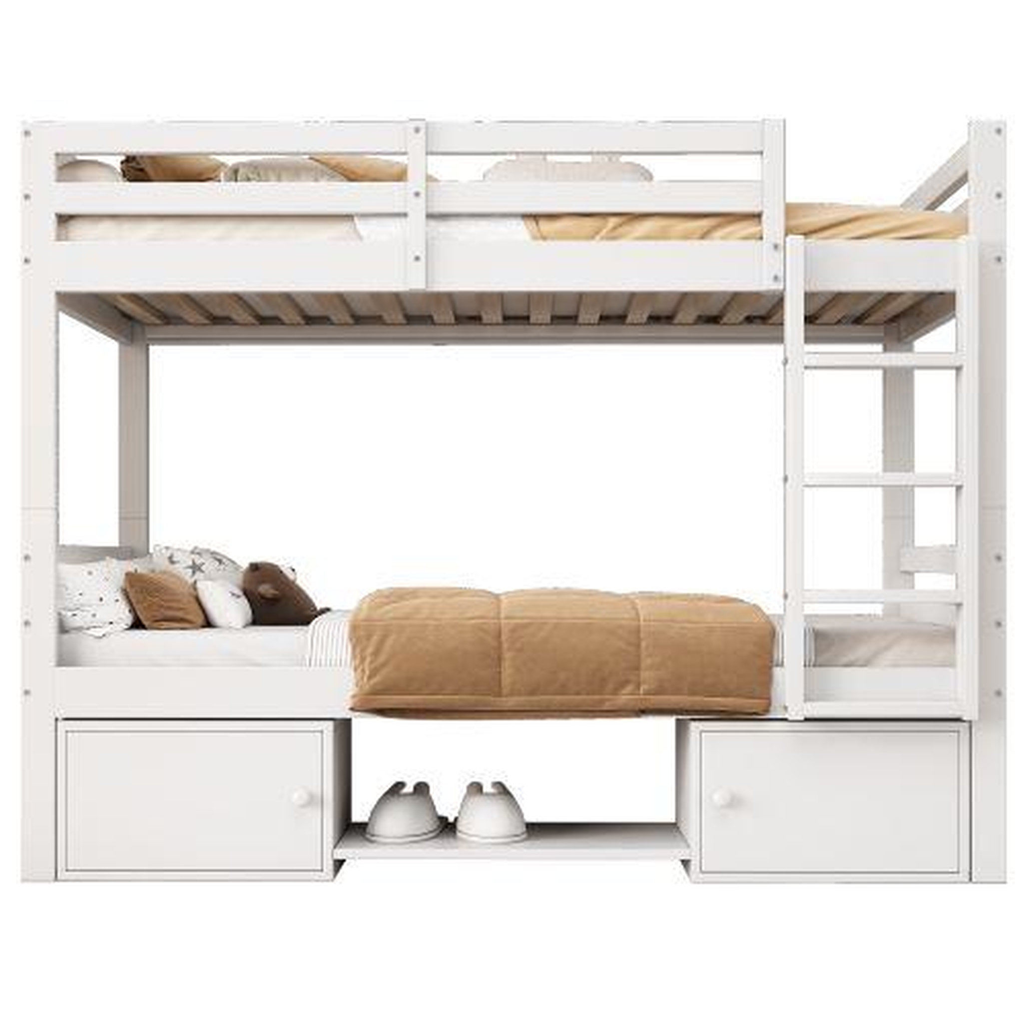 MERAX Lit superposé 90x200cm bois et mdf coloris blanc