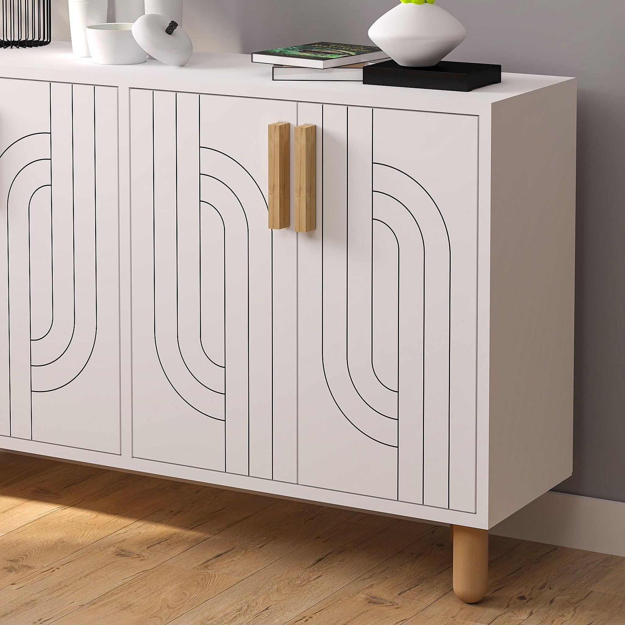Voir la diapositive 4 : Habitat et Jardin Buffet en bois  rodney  - 120 x 29 x 73 cm - blanc