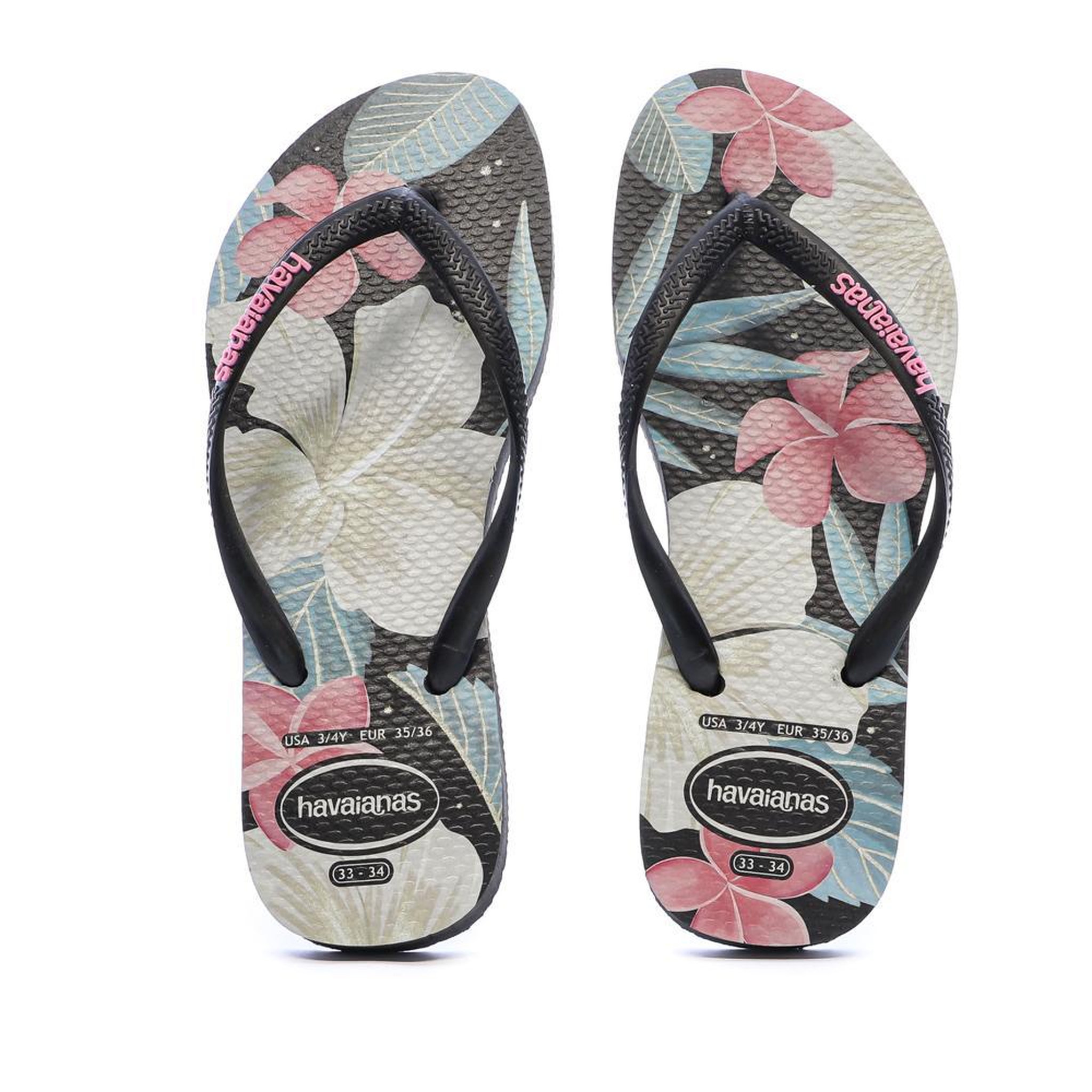 Voir la diapositive 5 : HAVAIANAS Tongs Rose/Blanc/Noir Fille/Femme Havaianas Floral